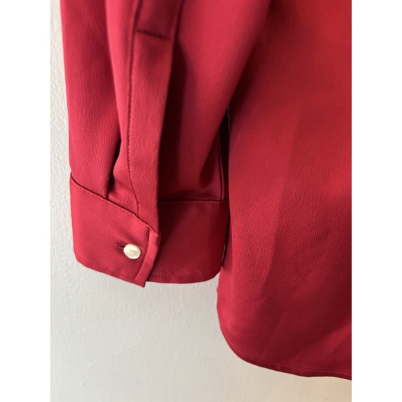 Gap Women's Red Satin Boyfriend Button Down Pocket Size Medium Tall New $69.95 - Picture 6 of 6